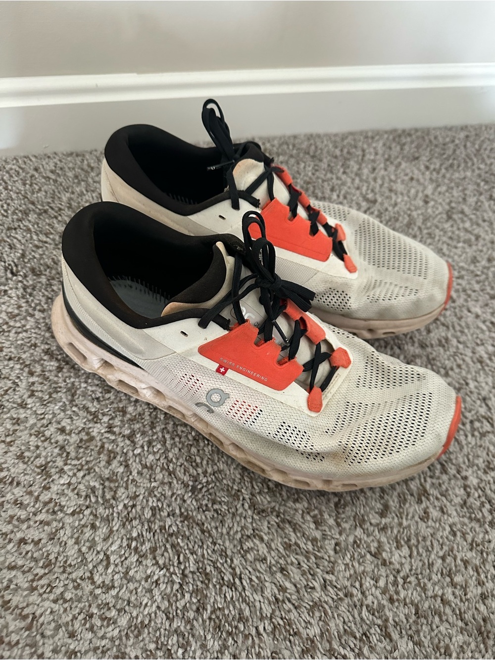 On Running Cloudstratus size 10 White and Orange Men's Running Shoes